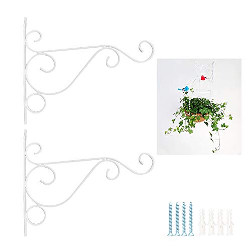 JNCH 2pcs Soporte Colgante Plantas de Pared Gancho Colgador de Hierro para Colgar Plantas Flores Maceta Cestas Colgantes Campanas de Viento Linternas Pájaros Accesorios Tornillos Incluídos (Blanco) JNCH 2pcs Soporte Colgante Plantas de Pared Gancho Colgador de Hierro para Colgar Plantas Flores Maceta Cestas Colgantes Campanas de Viento Linternas Pájaros Accesorios Tornillos Incluídos (Blanco)