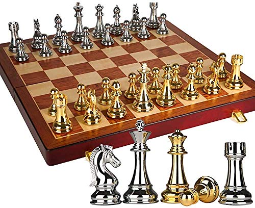 Juego ajedrez,Viajes,Tablero,Juego ajedrez Alta Gama,ajedrez Tridimensional,Piezas ajedrez Gran tamaño,Tablero ajedrez Madera Plegable Retro Europeo(tamaño:20,9 Pulgadas)