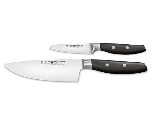 Juego de cuchillos Wüsthof, Epicure Slate 1071160202, 1 cuchillo de cocinero (hoja de 16 cm) y 1 cuchillo de verdura (9 cm), cuchillos de cocina afilados, forjados y resistentes al óxido
