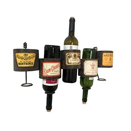 Juegos de accesorios de baño 5 botellas de vino colgar de la pared del estante del sostenedor café de la barra de la decoración del arte del hierro del vino viejo estilo retro País Juegos de accesorio