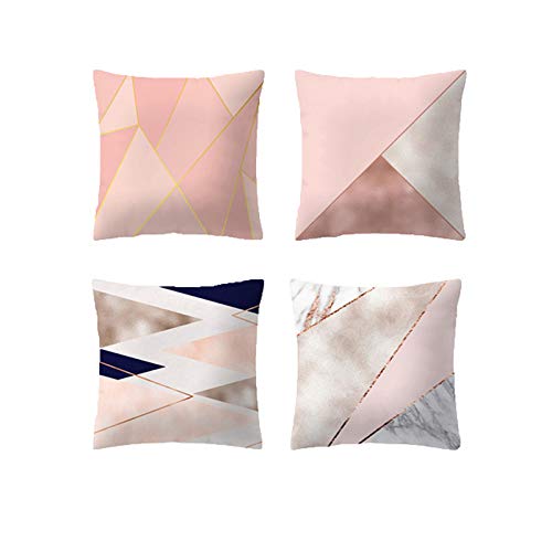 JUNGEN 4 pcs Funda de cojín del Serie Rosa con Impresión geométrica Funda de Almohada Cuadrado Funda de cojín Moderna Caso de Almohada para Decoracion de sofá Coche Salon 45x45cm (Rosa 5) JUNGEN 4 pcs Funda de cojín del Serie Rosa con Impresión geométrica Funda de Almohada Cuadrado Funda de cojín Moderna Caso de Almohada para Decoracion de sofá Coche Salon 45x45cm (Rosa 5)