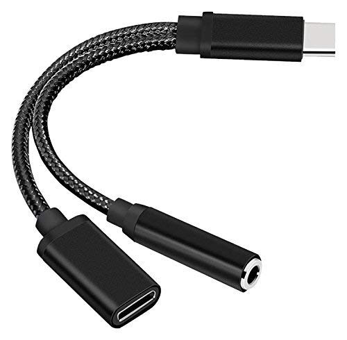 KAEHA 2in1 USB-C Type C to 3.5mm Jack AUX Audio Cable Charging Cable Headphone Adapter