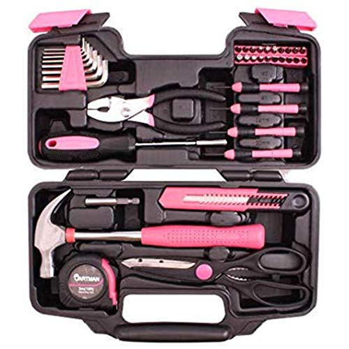 Kit de herramientas 39pcs / Conjunto de la mano del hogar, Martillos Alicates Destornilladores Llaves Cinta métrica de almacenamiento caso Conjunto con las tijeras de Piso / Taller / Oficina / Garaje