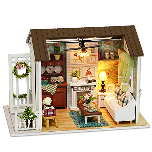 KKmoon - Casa de muñecas de madera, kit de montaje para decoración del hogar