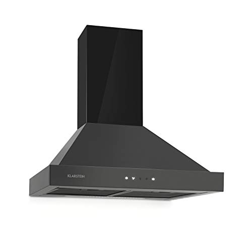 Klarstein Isabella campana extractora, Extractor iclinado, 60 cm, Clase A, Absorción o ventilación, 600 m³/h, 3 niveles de potencia, control táctil, iluminación LED, acero negro, negro y gris Klarstein Isabella campana extractora, Extractor iclinado, 60 cm, Clase A, Absorción o ventilación, 600 m³/h, 3 niveles de potencia, control táctil, iluminación LED, acero negro, negro y gris