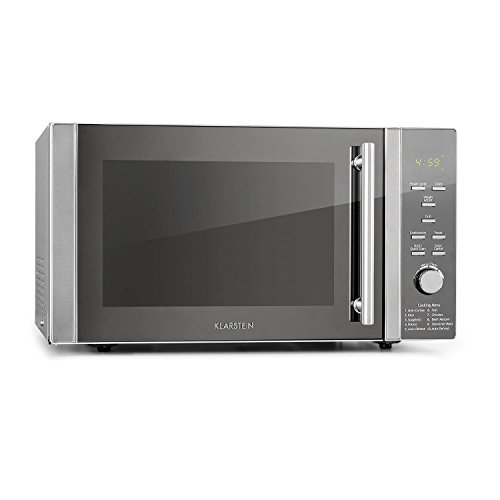 Klarstein Luminance Prime 34L microondas - grill y combi, 34 litros de volumen, Microondas de 1000 W, Grill de 1300 W, 11 niveles, 9 programas automáticos, 2 funciones combi, Plateado