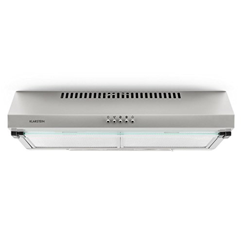 Klarstein Purista Campana extractora - Extractor bajo de 60 cm, Montaje en pared, Pantalla de vidrio plegable transparente, Iluminación halógena, Caudal: 186 m³/h, Acero inoxidable, Plateado Klarstein Purista Campana extractora - Extractor bajo de 60 cm, Montaje en pared, Pantalla de vidrio plegable transparente, Iluminación halógena, Caudal: 186 m³/h, Acero inoxidable, Plateado