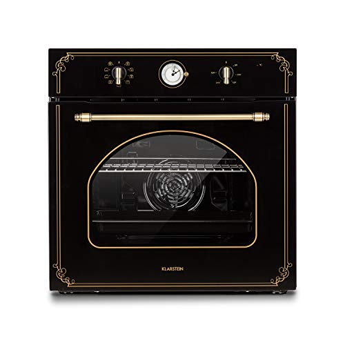 Klarstein Victoria Horno de cocina - Horno eléctrico, Diseño retro, 9 funciones, Autoapagado, 50-250°C, 70 litros, 10 alturas, Fácil de limpiar gracias a su apertura, Iluminación, Negro