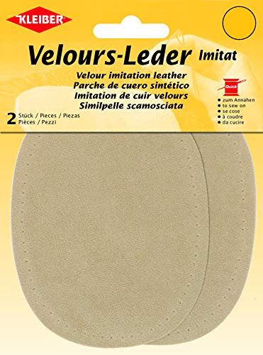Kleiber - Rodilleras/Coderas ovaladas de Antelina, para coserlas, 12,5 x 10 cm, Color Arena