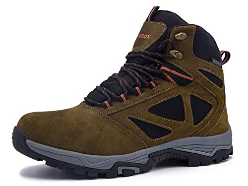 Knixmax - Botas de Montaña para Mujer, Zapatillas de Senderismo Impermeable Antideslizante Zapatos de Deporte Exterior Calzado de Alta Caña Trekking Sneakers, Marrón EU 38