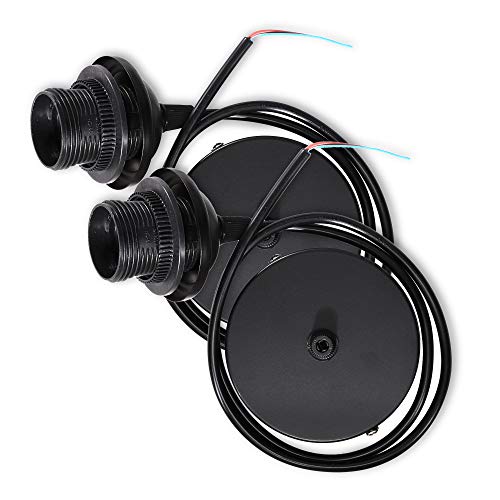 kwmobile 2x Portalámpara E27 con soporte de techo - Casquillos con cable de 80 CM y soporte - Lámparas colgantes con base de fijación - En negro kwmobile 2x Portalámpara E27 con soporte de techo - Casquillos con cable de 80 CM y soporte - Lámparas colgantes con base de fijación - En negro