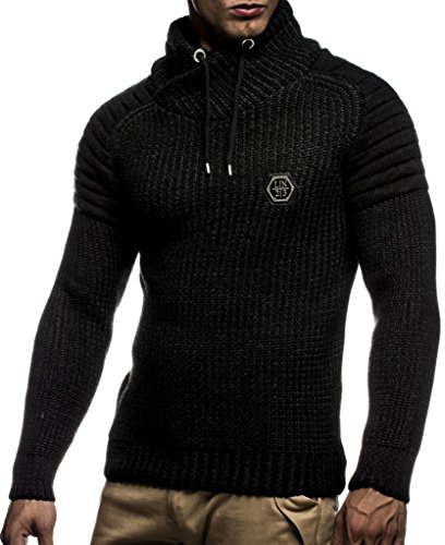 Leif Nelson Jersey de Punto Grueso Chal Collar de los Hombres de LN-5235 Antracita Negro Large Leif Nelson Jersey de Punto Grueso Chal Collar de los Hombres de LN-5235 Antracita Negro Large