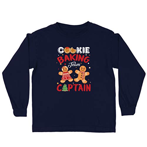 lepni.me Camiseta para Niño/Niña Equipo de horneado de Galletas de Navidad Capitán de Vacaciones de la Familia (9-11 Years Azul Multicolor)