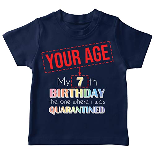 lepni.me Camiseta para Niños Distanciamiento Social 2021 Regalo de Feliz Cumpleaños de Cuarentena Personalizado (5-6 Years Azul Oscuro Multicolor)