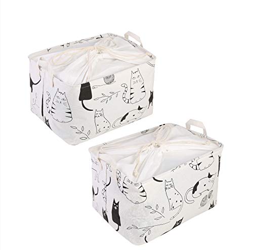 LessMo 2PCS Cestas de Almacenamiento, Caja de Almacenamiento de Tela de Lona Plegable con Asas de Cuerda para Hogar Oficina Estanterías Armarios Ropa Juguetes y mas LessMo 2PCS Cestas de Almacenamiento, Caja de Almacenamiento de Tela de Lona Plegable con Asas de Cuerda para Hogar Oficina Estanterías Armarios Ropa Juguetes y mas