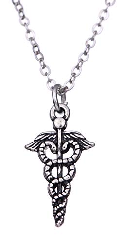 LIKGREAT Collar con colgante médico con símbolo de caduceo doble de serpiente para médico y enfermera