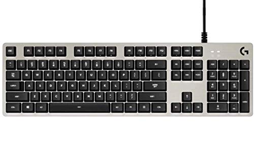 Logitech G413 Teclado Gaming Mecánico, Teclas Retroiluminadas, Teclas Romer-G Táctil, Aleación de Aluminio 5052, Personalizable, Conexión de Paso de USB, Disposición QWERTY Alemán, Plata