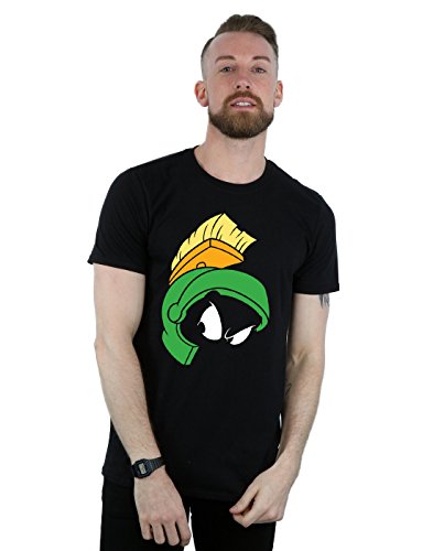 Looney Tunes Hombre Marvin The Martian Face Camiseta Large Negro