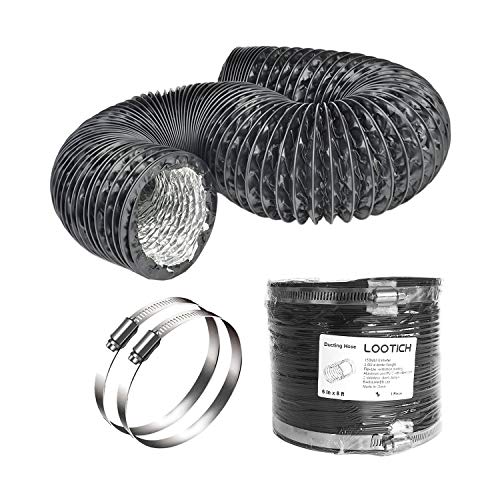LOOTICH Fuerte Tubo Flexible de Aluminio PVC Ø150mm Longitud 2.5m para Extractor de Aire Climatización Secadora Conducto de Aire de Ventilación Sistemas con 2 Abrazaderas de Acero Negro LOOTICH Fuerte Tubo Flexible de Aluminio PVC Ø150mm Longitud 2.5m para Extractor de Aire Climatización Secadora Conducto de Aire de Ventilación Sistemas con 2 Abrazaderas de Acero Negro