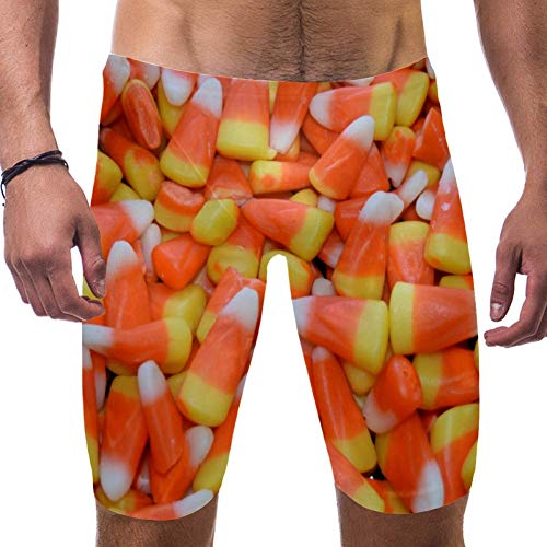 LORVIES Maíz Candy Halloween pantalones cortos de natación para hombre, de secado rápido, S multicolor XXL
