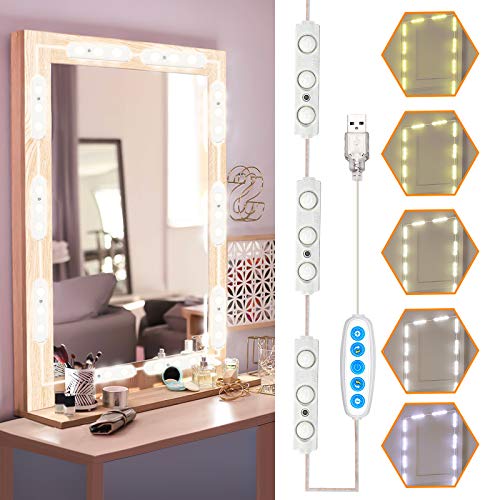 Luces LED de Espejo, Luces de camerino, DIY Lámpara para Espejo de maquillaje, Luces Modulos Para espejo, armario, estantería, tocador, 45 Bombillas LED