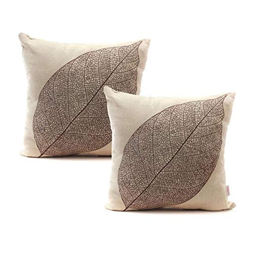 Luxbon 2 Funda Cojin Almohada Vena de Hoja Marrón Lino Duradero Decoración para Sofá Cama Coche Regalo del día de la Madre 45x45 cm Luxbon 2 Funda Cojin Almohada Vena de Hoja Marrón Lino Duradero Decoración para Sofá Cama Coche Regalo del día de la Madre 45x45 cm
