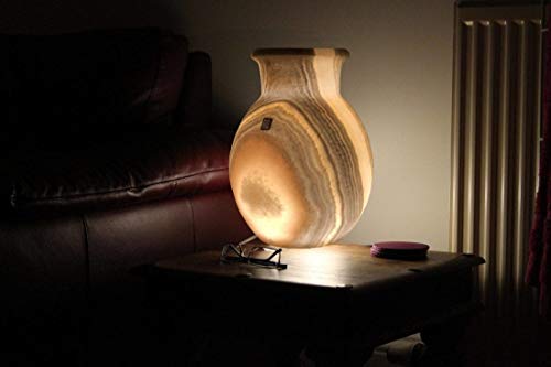 Maison Zoe piedra de alabastro Leuchtvase - lámpara de alabastro cortado a mano - lámpara de estantería ~4Kilos