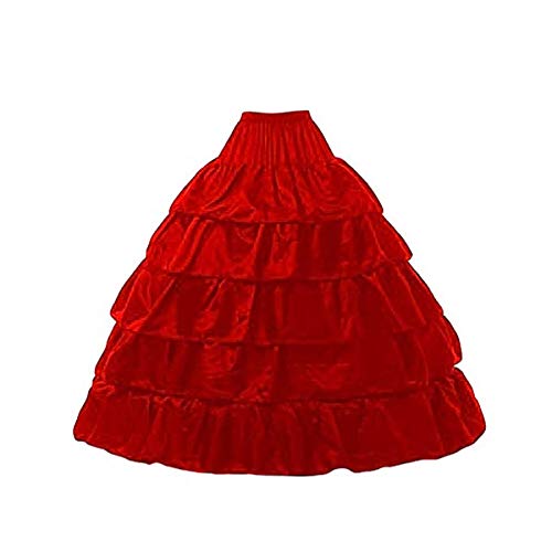 Mallalah Crinolina Enaguas Mujer Largas para Vestidos de Novia Boda Faldas Falda Enagua de Crinolina para Mujer Falda de Bata de Baño Chaqueta de Crinolina para Vestido de Novia (Rojo)