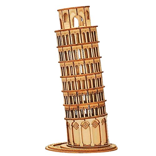 Maqueta en Madera Torre Inclinada de Pisa Puzzle 3D Rompecabezas Corte Laser Modelo Ensamblar Niños Jovenes Adultos