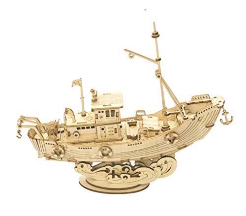 Maqueta Mecanica Barco Pesquero en Madera Puzzle 3D Rompecabezas Corte Laser Modelo Ensamblar Niños Jovenes Adultos Maqueta Mecanica Barco Pesquero en Madera Puzzle 3D Rompecabezas Corte Laser Modelo Ensamblar Niños Jovenes Adultos