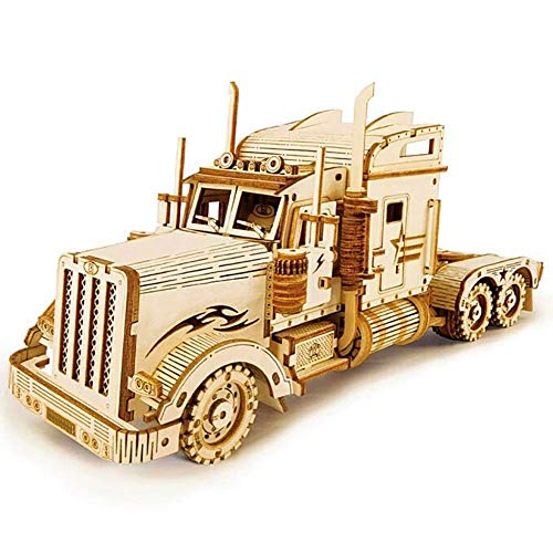 Maqueta Mecanica de Camion en Madera Puzzle 3D Rompecabezas Corte Laser Modelo Ensamblar Niños Jovenes Adultos