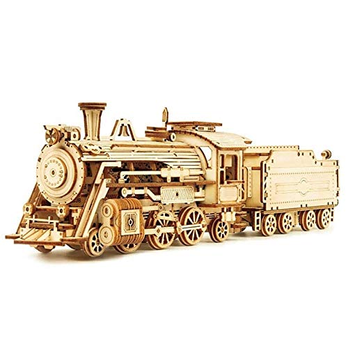 Maqueta Mecanica de Tren Vagon en Madera Puzzle 3D Rompecabezas Corte Laser Modelo Ensamblar Niños Jovenes Adultos