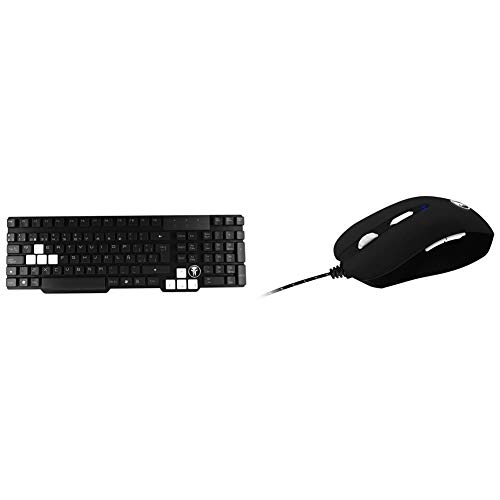 MARSGAMING MKHA0 Teclado Gaming para PC (Respuesta Ultra-rápida, iluminación LED Blanca + MMHA1 Ratón Gaming para PC (3200 dpi, Sensor óptico, iluminación LED Blanca