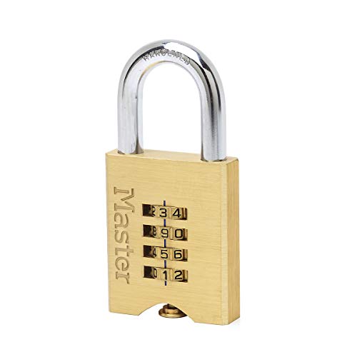 Master Lock 651EURD Candado con cuerpo de latón macizo y combinación personalizable, Dorado, 10 x 5.1 x 1.3 cm