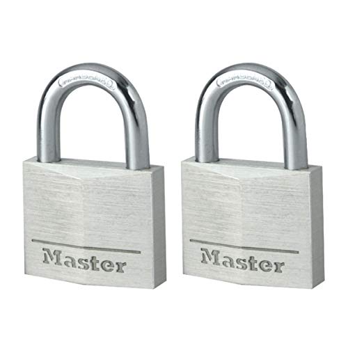 Master Lock 9140EURT Lote de 2 Candados con Llave con cuerpo de aluminio macizo, 40mm