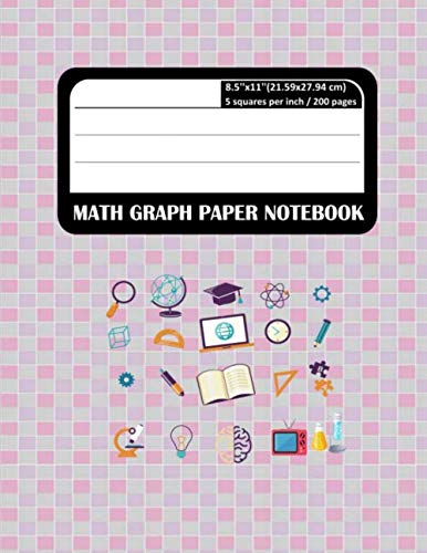 Math Notebook: Large Size 8.5x11(21.59x27.94 cm) inches, 1/5 inch Square Graph paper pages. White Paper 200 page.