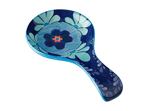 Maxwell & Williams Majolica Soporte para cucharas con diseño floral, cerámica, azul