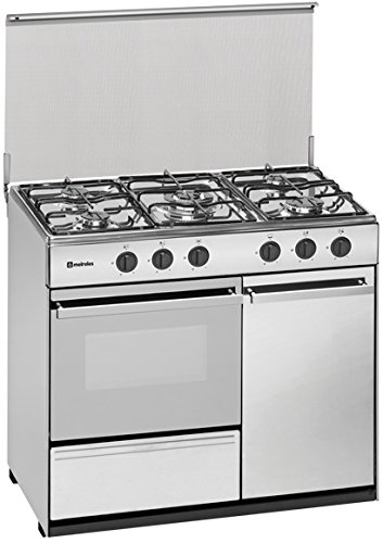 Meireles G 2950 DV - Cocina portabombonas de 90x60cm con 5 quemadores a gas y horno a gas preparada para gás butano/propano, blanco