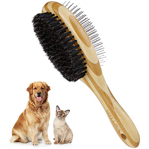 MELLIEX Peine Perro y Gato, Cepillo Perro Pelo Largo & Corto Cepillo para Mascotas Bambú de Melena Suave de Acero Inoxidable de Doble Cara, Quitar el Exceso y Muerto de Pelo, No Rascará la Piel MELLIEX Peine Perro y Gato, Cepillo Perro Pelo Largo & Corto Cepillo para Mascotas Bambú de Melena Suave de Acero Inoxidable de Doble Cara, Quitar el Exceso y Muerto de Pelo, No Rascará la Piel