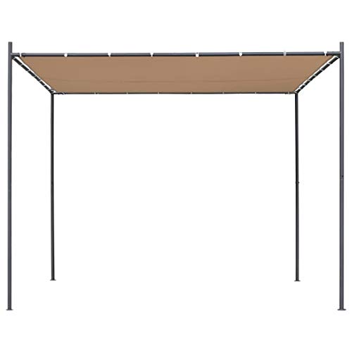 mewmewcat Cenador de Jardín Pergolas para Jardin con Tejado Plano 3x3x2,4 m Beige