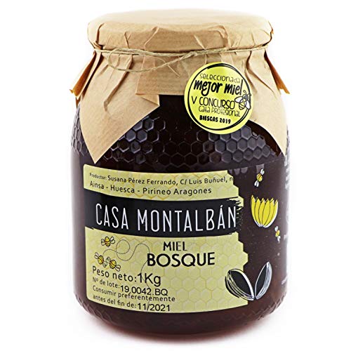 Miel de abeja pura Bosque Hecha en España 100% Natural, Miel cruda sin calentar sin aditivos directo de Apicultor- 1 Kg
