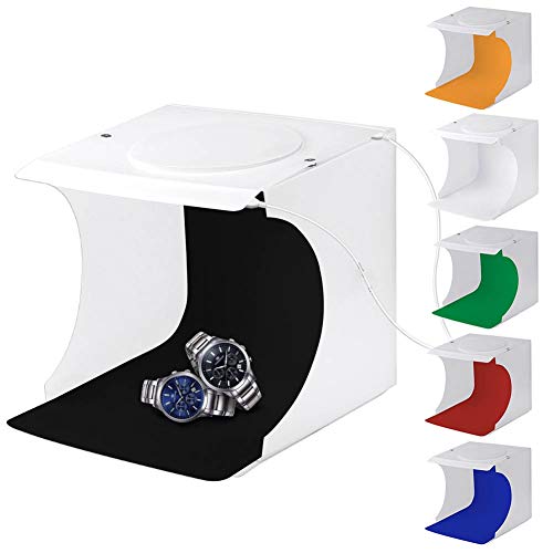 Mini Photo Studio Box, Kit De Carpa Plegable Portátil Mini Studio Photography Light Box con 6 Fondos De Color + 40 Cuentas De Luz para La Exhibición del Producto