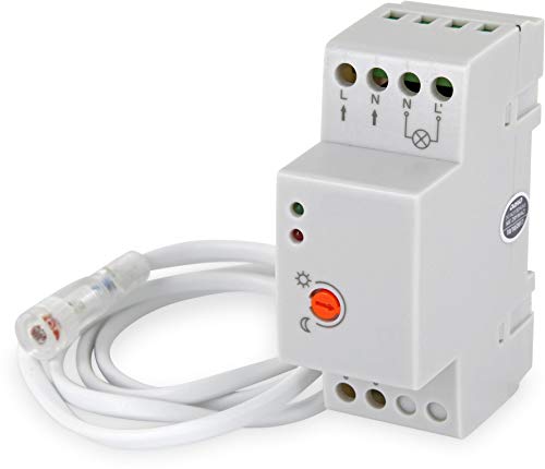 Mini sensor crepuscular exterior de superficie, 230 V, IP65, 3000 W, para carril DIN, adecuado para LED a partir de 1 W