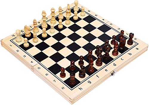 Mirui Conjunto de ajedrez de Madera Plegable, Juegos de ajedrez para niños, cheques de Juego de ajedrez de Madera Juegos educativos para niños con Almacenamiento Interior Plegable portátil