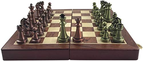 Mirui Conjunto de ajedrez Medieval, Juegos de ajedrez de Viaje, Tablero de ajedrez de Madera Maciza, 32 Piezas de ajedrez de Plata de Oro Juego Juego de ajedrez Juego Szachy Checker