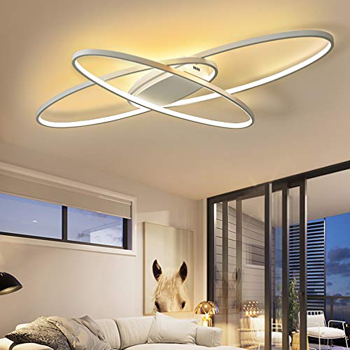 Moderna lámpara de techo LED para salón, regulable con mando a distancia, diseño ovalado de 3 anillas, lámpara de techo de metal acrílico para dormitorio, comedor, baño, cocina, 95x65x9cm Moderna lámpara de techo LED para salón, regulable con mando a distancia, diseño ovalado de 3 anillas, lámpara de techo de metal acrílico para dormitorio, comedor, baño, cocina, 95x65x9cm