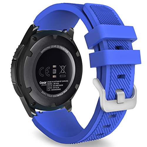 MoKo Samsung Gear S3 Frontier/Galaxy Watch 46mm / Classic Correa, Watch Band Deportiva de Silicona Suave Reemplazo Sport Band para - Azul Real