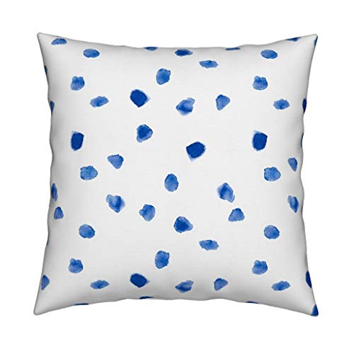 N/ A Dots Throw Pillow Royal Blue Watercolour Dots - Cojín cuadrado de 18 x 18 cm