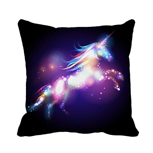 N\A Throw Pillow Cover Fantasy Unicorn Magic Stars Imagination Wild Abstract Neon Shiny Funda de Almohada Funda de Almohada Cuadrada Decorativa para el hogar Funda de cojín