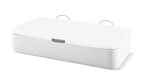 Naturconfort Canapé Abatible Tapizado Apertural Lateral Tapa 3D Blanca Low Cost Blanco 90x190cm Envio y Montaje Gratis